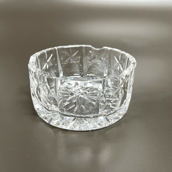 Crystal Glass Bowl Candle Holder Dish Trinket Ashtray 3 1/2" x 1 3/4" High - Picture 1 of 7